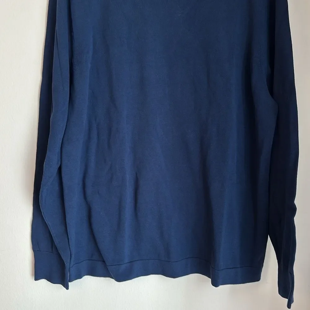 J. Crew Deep Blue Long Sleeve 100% cotton knit sweater men Classic crewneck LG